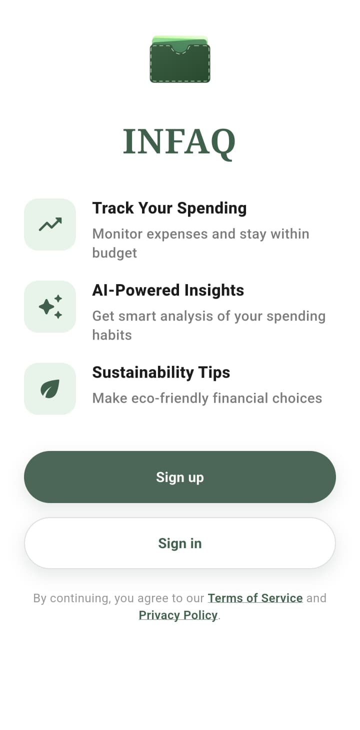 INFAQ transactions screen